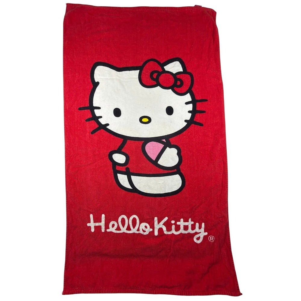Sanrio Hello Kitty Red Bath Towel 100% Cotton 140x70cm 2015 Licensed Kawaii